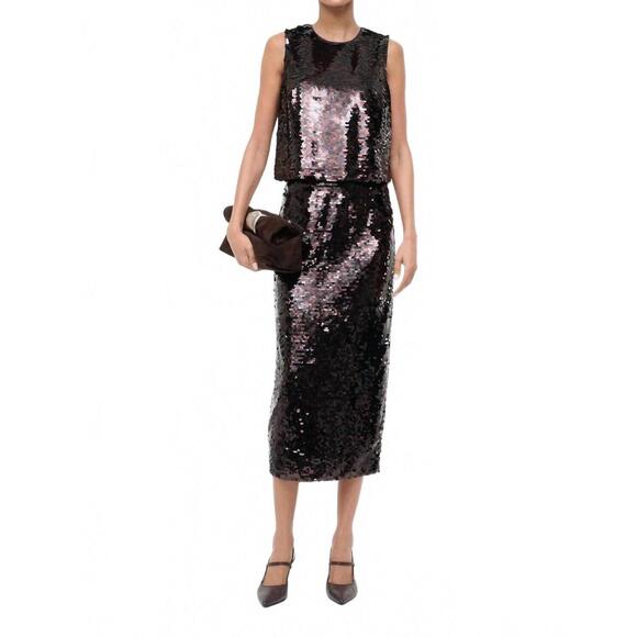 NEW STAUD women's casey skirt in espresso/black